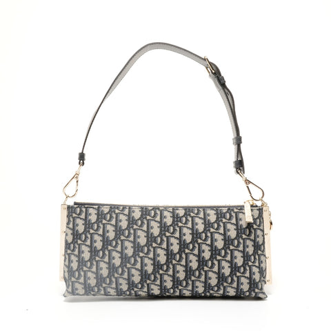Christian Dior Trotter Canvas Shoulder Bag Navy WS27951