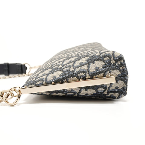 Christian Dior Trotter Canvas Shoulder Bag Navy WS27951