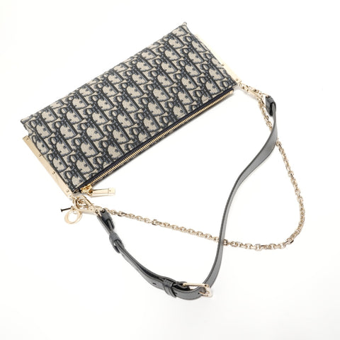 Christian Dior Trotter Canvas Shoulder Bag Navy WS27951
