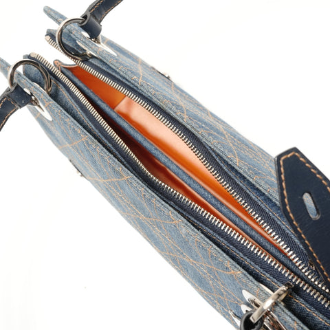 Christian Dior Cannage Denim Shoulder Bag Navy WS27954