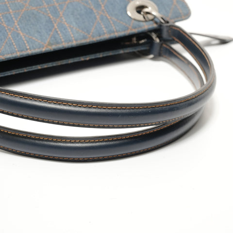 Christian Dior Cannage Denim Shoulder Bag Navy WS27954