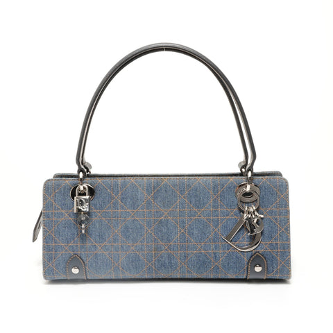 Christian Dior Cannage Denim Shoulder Bag Navy WS27954