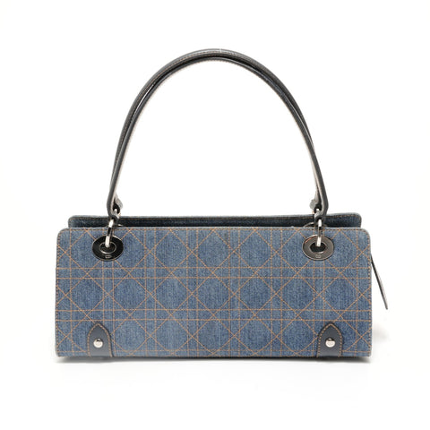 Christian Dior Cannage Denim Shoulder Bag Navy WS27954