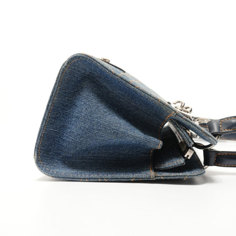 Christian Dior Cannage Denim Shoulder Bag Navy WS27954