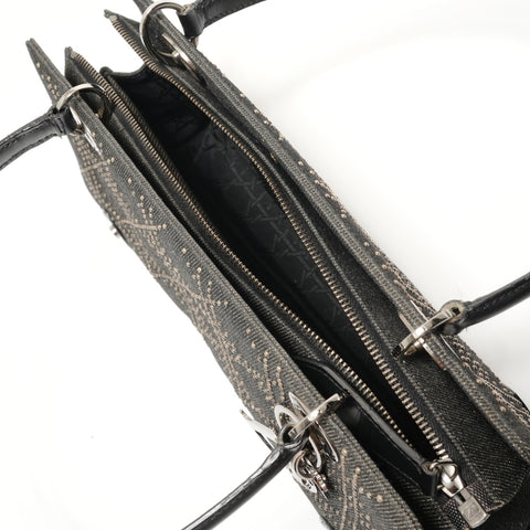 Christian Dior Cannage Black Denim Shoulder Bag black WS27955