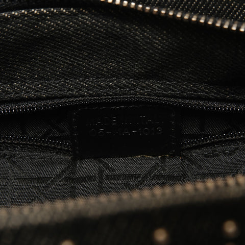 Christian Dior Cannage Black Denim Shoulder Bag black WS27955