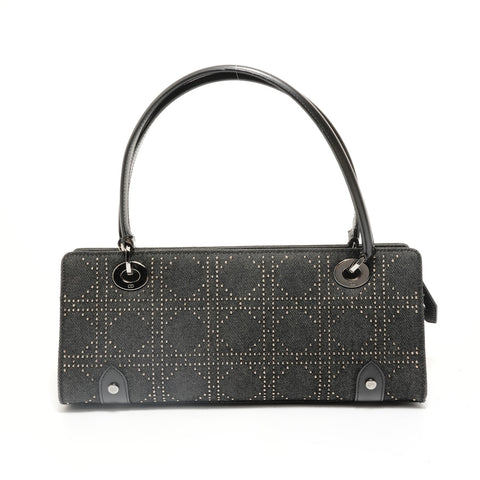 Christian Dior Cannage Black Denim Shoulder Bag black WS27955