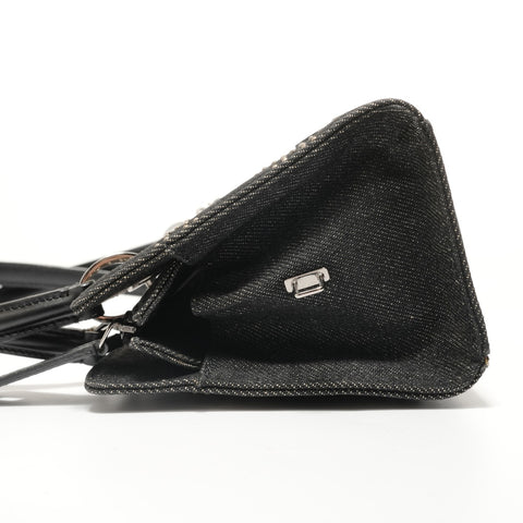 Christian Dior Cannage Black Denim Shoulder Bag black WS27955