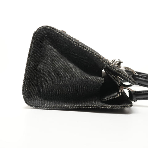 Christian Dior Cannage Black Denim Shoulder Bag black WS27955