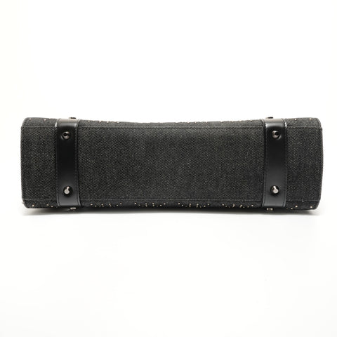 Christian Dior Cannage Black Denim Shoulder Bag black WS27955