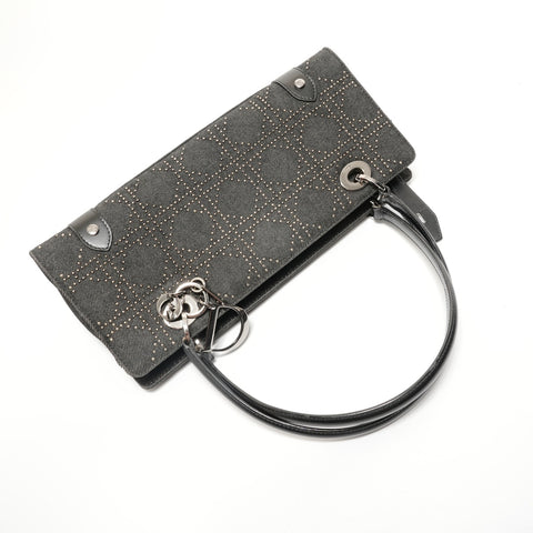 Christian Dior Cannage Black Denim Shoulder Bag black WS27955