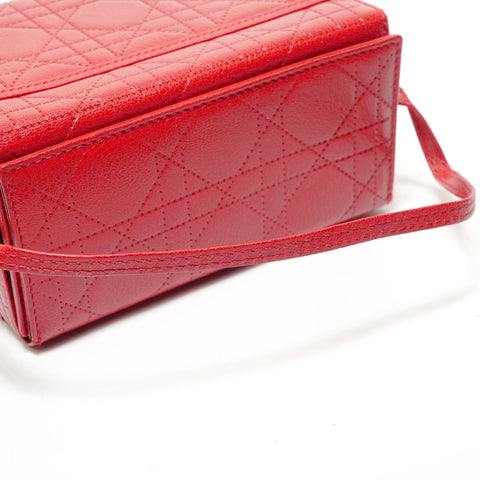 Christian Dior cannage vanity Handbag Red WS27958