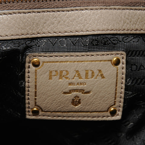 PRADA Leather embossed logo, greige Shoulder Bag gray WS27961