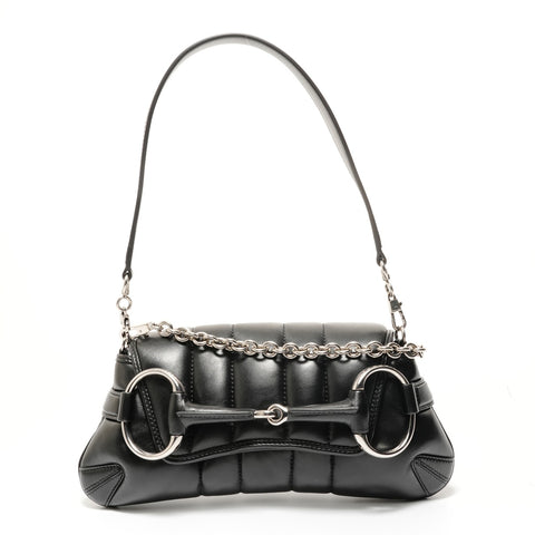 GUCCI Small Horsebit Leather Shoulder Bag black WS27962
