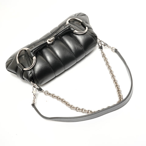 GUCCI Small Horsebit Leather Shoulder Bag black WS27962
