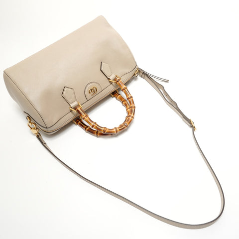 GUCCI GG Diana Bamboo Leather Handbag beige WS27965