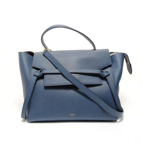 CELINE Leather 2-Way Belt Bag Handbag blue WS27966