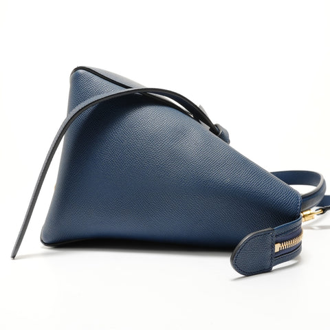 CELINE Leather 2-Way Belt Bag Handbag blue WS27966