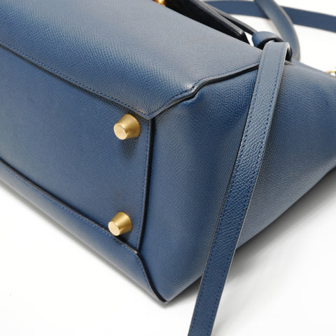 CELINE Leather 2-Way Belt Bag Handbag blue WS27966