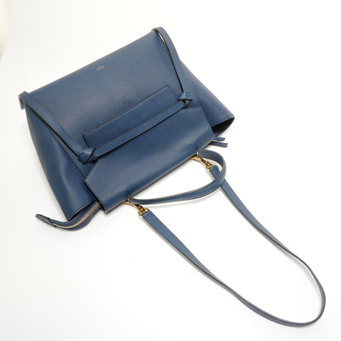 CELINE Leather 2-Way Belt Bag Handbag blue WS27966