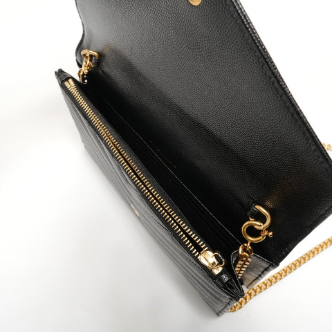 YVES SAINT LAURENT Cassandra Envelope Chain Wallet Shoulder Bag black WS27967