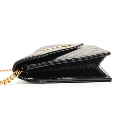 YVES SAINT LAURENT Cassandra Envelope Chain Wallet Shoulder Bag black WS27967