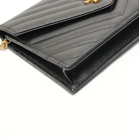 YVES SAINT LAURENT Cassandra Envelope Chain Wallet Shoulder Bag black WS27967