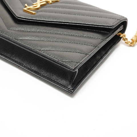 YVES SAINT LAURENT Cassandra Envelope Chain Wallet Shoulder Bag black WS27967