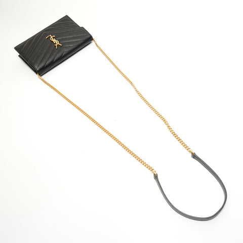 YVES SAINT LAURENT Cassandra Envelope Chain Wallet Shoulder Bag black WS27967