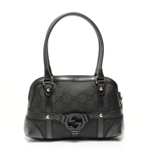 GUCCI Interlocking G GG Nylon Shoulder Bag black WS27969