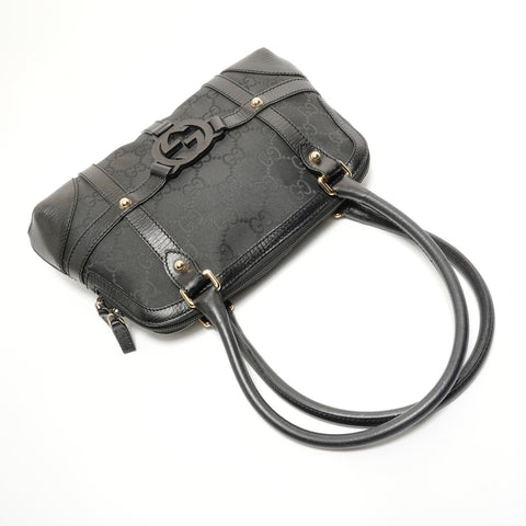 GUCCI Interlocking G GG Nylon Shoulder Bag black WS27969