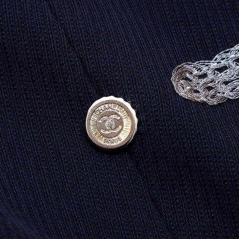 Chanel Coco Button Size 28 2006 Jacket Cotton Black WS2796