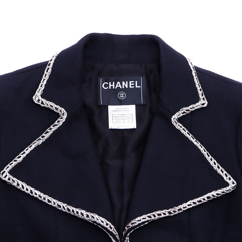 Chanel Coco Button Size 28 2006 Jacket Cotton Black WS2796