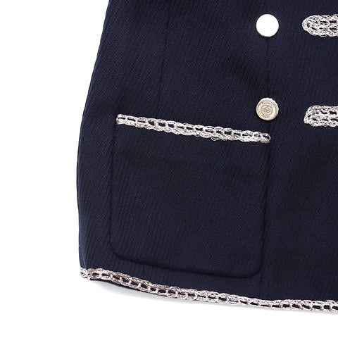Chanel Coco Button Size 28 2006 Jacket Cotton Black WS2796