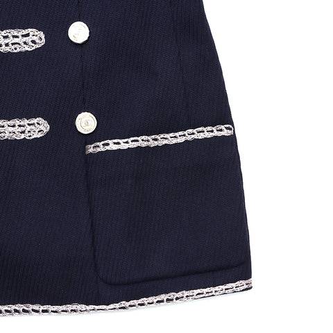 Chanel Coco Button Size 28 2006 Jacket Cotton Black WS2796