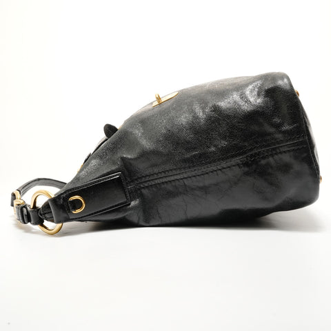 PRADA leather logo Shoulder Bag black WS27970