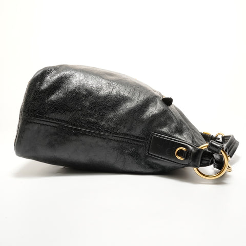 PRADA leather logo Shoulder Bag black WS27970