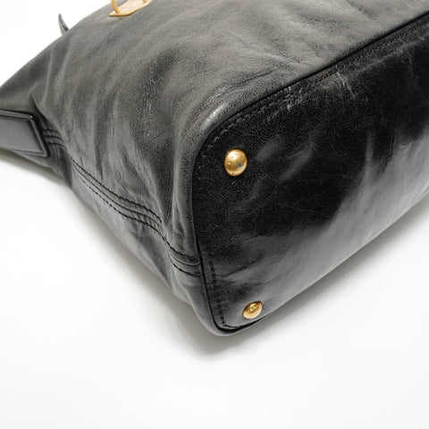 PRADA leather logo Shoulder Bag black WS27970
