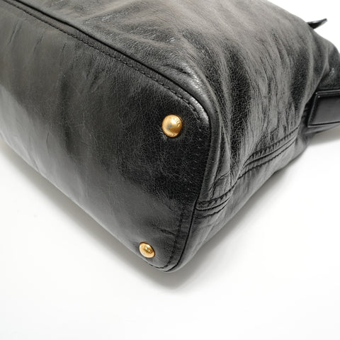 PRADA leather logo Shoulder Bag black WS27970