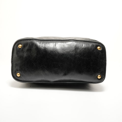 PRADA leather logo Shoulder Bag black WS27970