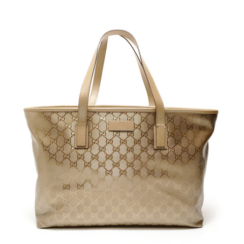 GUCCI GG Imprime PVC Tote Bag gold WS27975