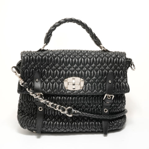 Miu Miu Matrasse leather Handbag black WS27978