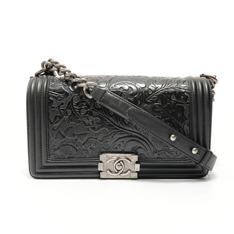 CHANEL Item No. 19 Boy Chanel Embossed Shoulder Bag black WS27982