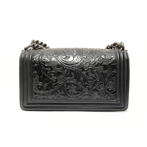 CHANEL Item No. 19 Boy Chanel Embossed Shoulder Bag black WS27982