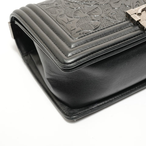 CHANEL Item No. 19 Boy Chanel Embossed Shoulder Bag black WS27982