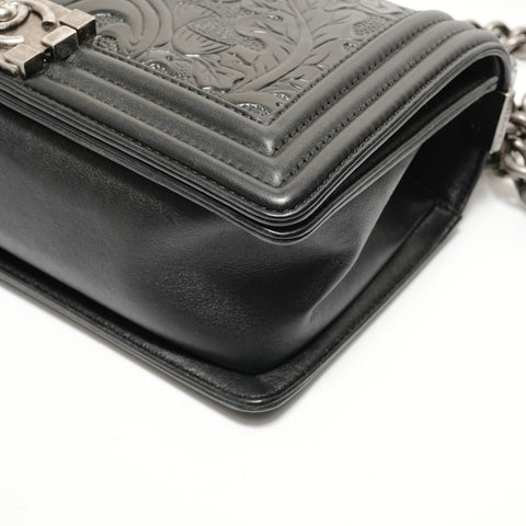 CHANEL Item No. 19 Boy Chanel Embossed Shoulder Bag black WS27982
