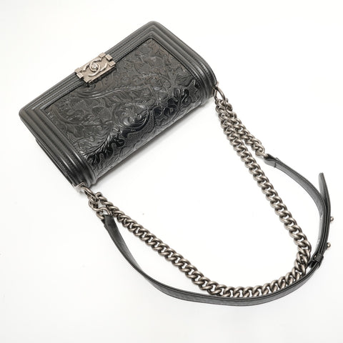 CHANEL Item No. 19 Boy Chanel Embossed Shoulder Bag black WS27982