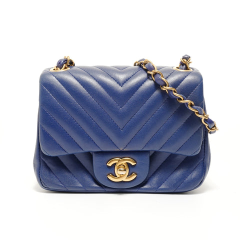 CHANEL Item No. 21, 2015-2016 Chevron Lambskin Shoulder Bag blue WS27983