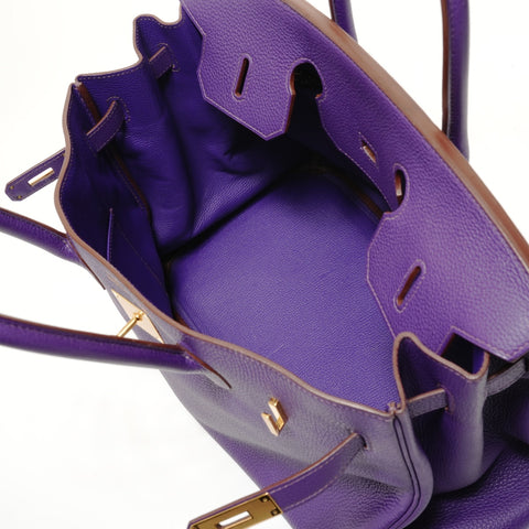 HERMES � P stamp, 2012 Birkin 35, Togo leather, Iris pattern, inside stitching Handbag purple WS27985