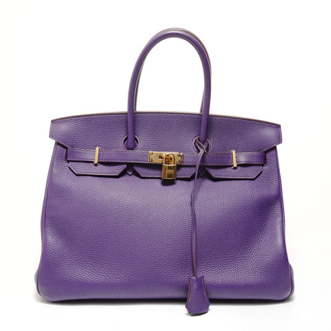 HERMES � P stamp, 2012 Birkin 35, Togo leather, Iris pattern, inside stitching Handbag purple WS27985